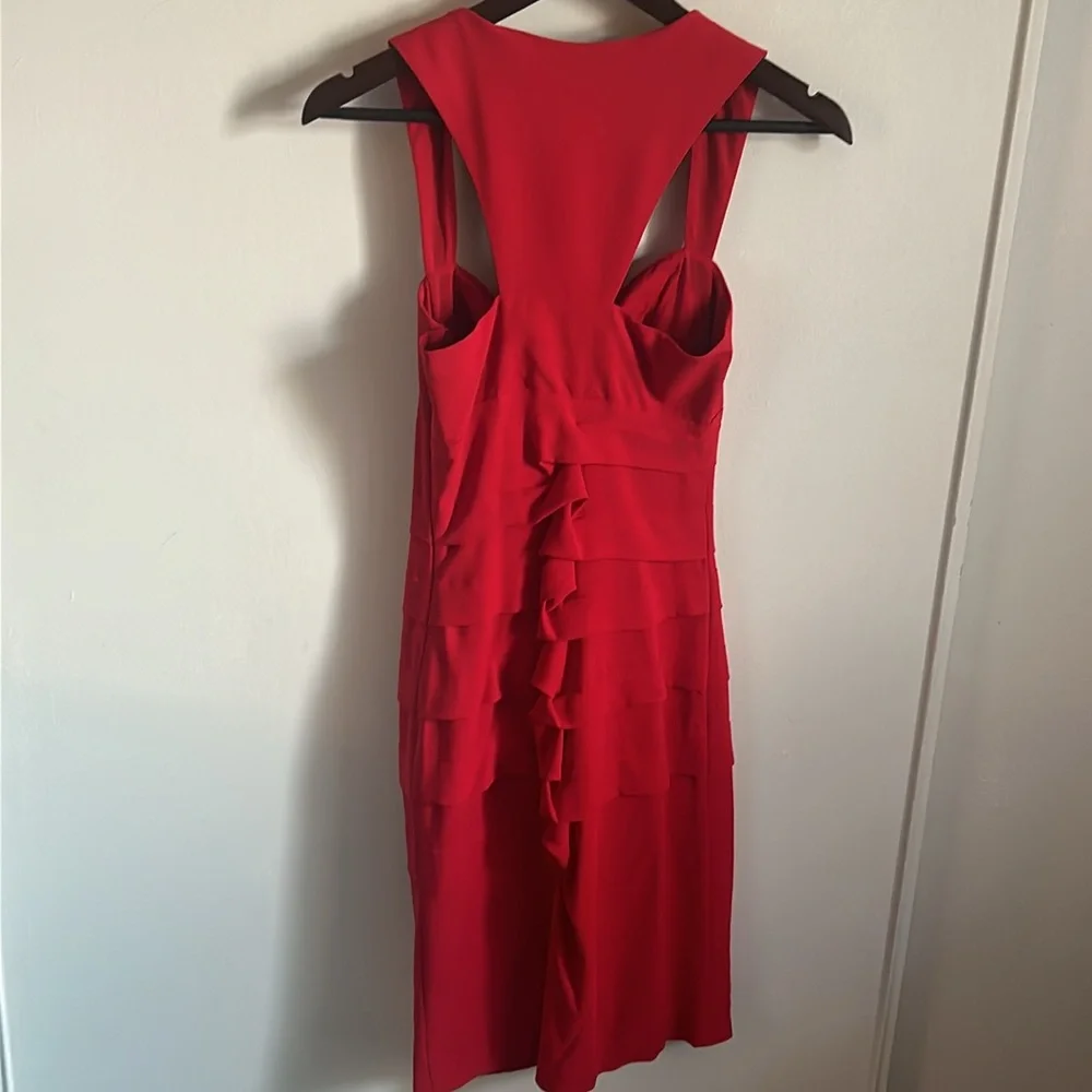 New Nicole Miller Red Silk Ruched Pleated Sleeveless Midi Dress Valentine’s Day - Picture 15 of 16
